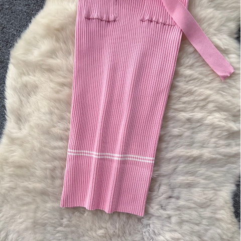 Premium Slim-fit Metal Button Knitted Dress