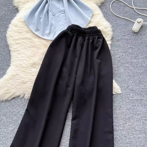 V-neck Suit Vest & Black Trousers 2Pcs