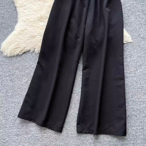 V-neck Suit Vest & Black Trousers 2Pcs