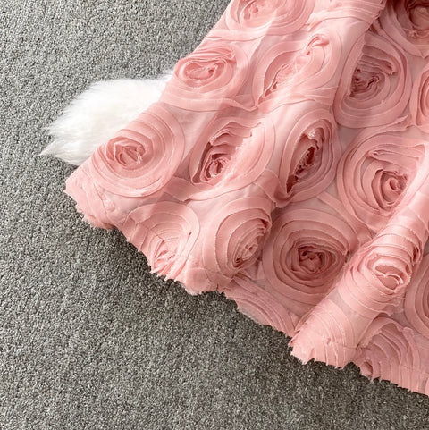 Round Collar Ruffled Party Dress