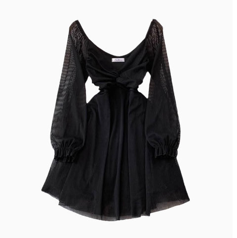 Chic V-neck Knotted Mesh Dress