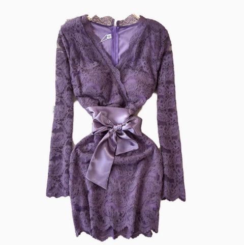 Sexy V-neck Embroidered Lace Dress