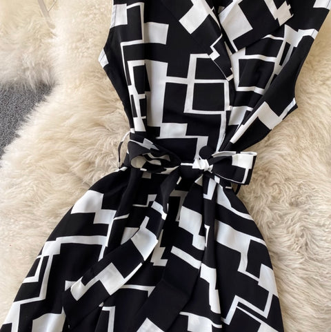 Niche Geometric Printed Shirt Dress