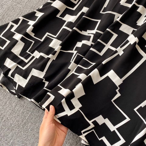 Niche Geometric Printed Shirt Dress