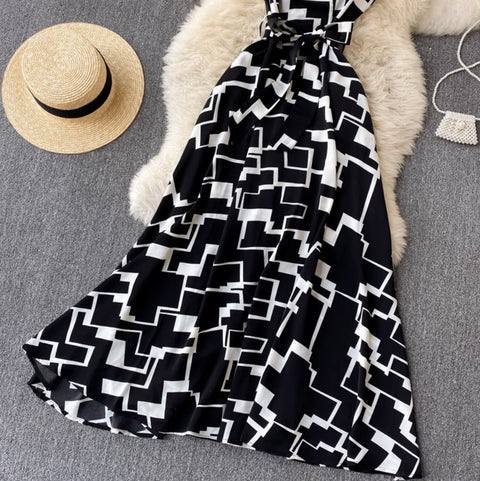 Niche Geometric Printed Shirt Dress