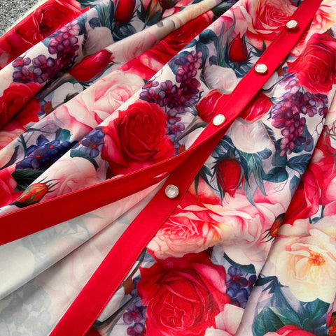 Elegant Lapeled Ruffled Print Dress