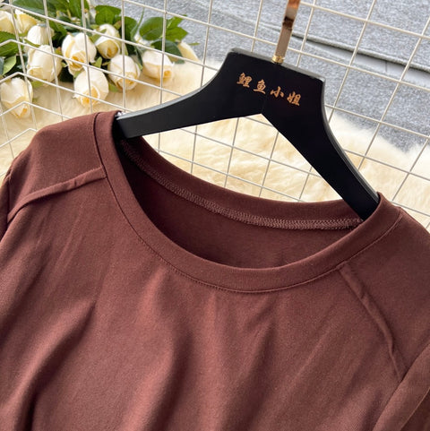 Crew Neck Draped Dress with Belt