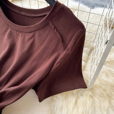 Crew Neck Draped Dress with Belt
