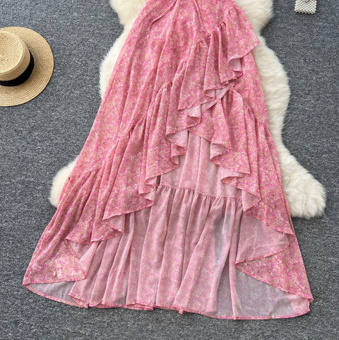 Sexy V-neck Ruffled Lace Slip Dress