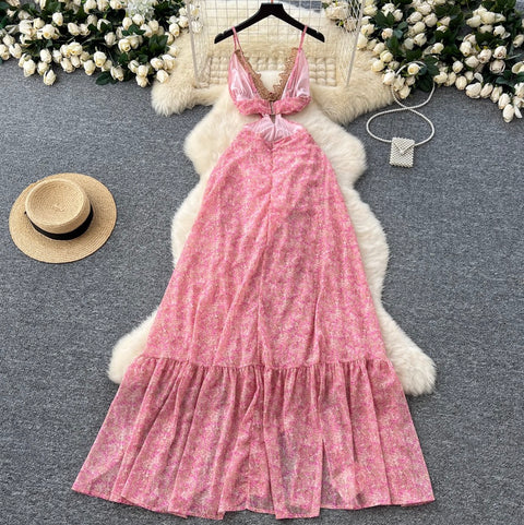 Sexy V-neck Ruffled Lace Slip Dress