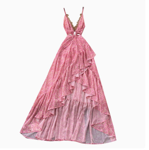 Sexy V-neck Ruffled Lace Slip Dress