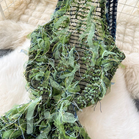 Chic See-through Mesh Fringed Dress