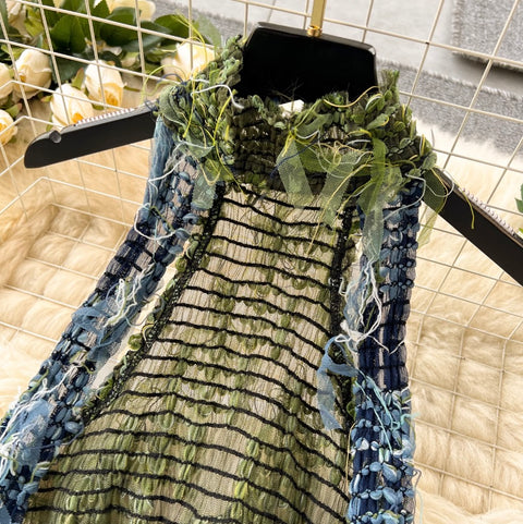 Chic See-through Mesh Fringed Dress