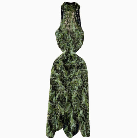 Chic See-through Mesh Fringed Dress