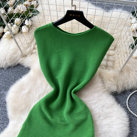 Premium Green Knitted Patchwork Dress