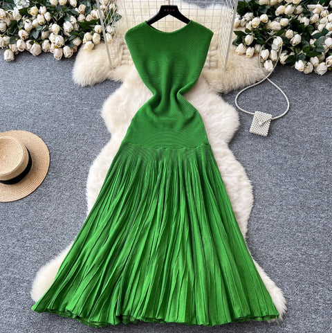 Premium Green Knitted Patchwork Dress