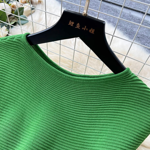 Premium Green Knitted Patchwork Dress
