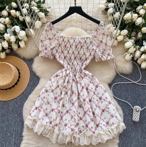 Puffy Sleeve Floral Printed Dress