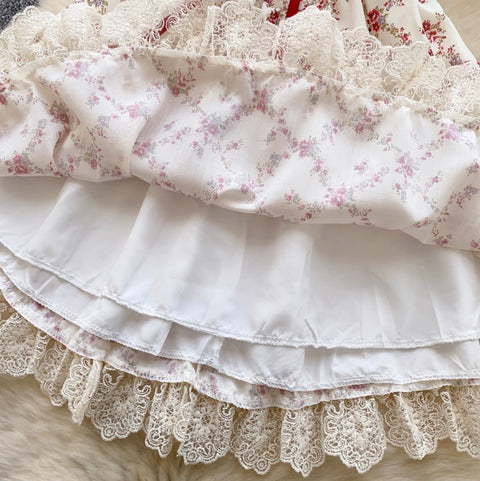 Puffy Sleeve Floral Printed Dress