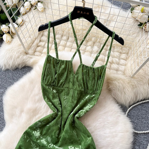 Sexy Jacquard Velvet Slip Dress