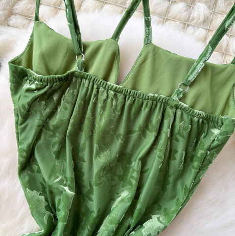 Sexy Jacquard Velvet Slip Dress