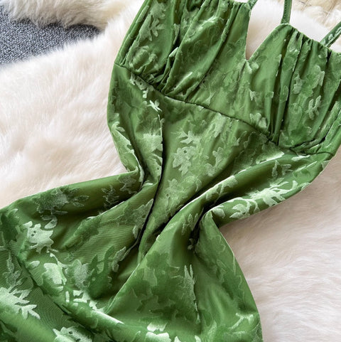 Sexy Jacquard Velvet Slip Dress