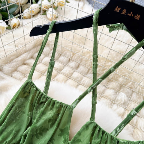 Sexy Jacquard Velvet Slip Dress