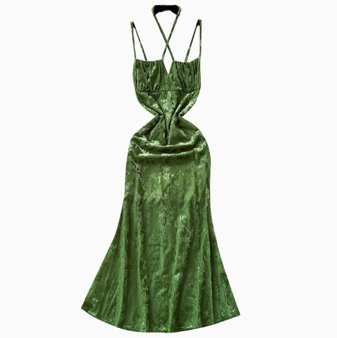 Sexy Jacquard Velvet Slip Dress