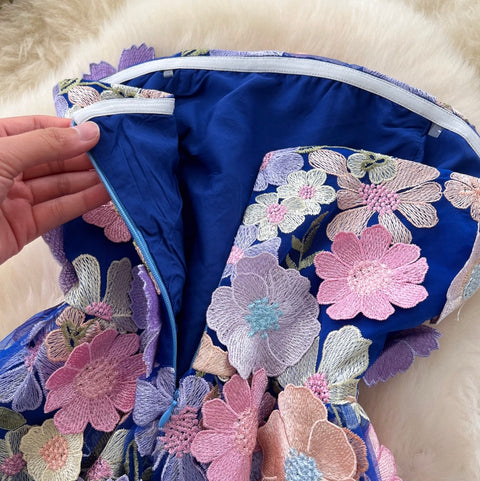 Embroidered Floral Mesh Bustier Dress