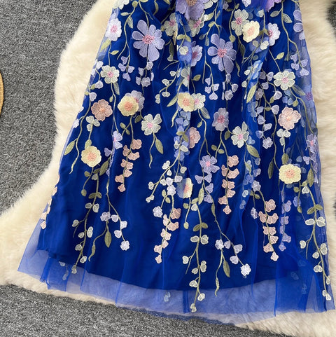 Embroidered Floral Mesh Bustier Dress