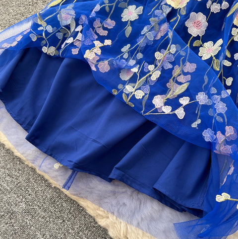 Embroidered Floral Mesh Bustier Dress