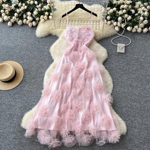 French Style Pink Floral Slip Dress