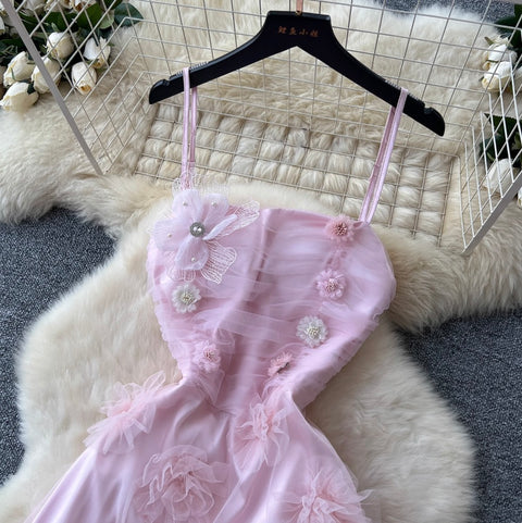 French Style Pink Floral Slip Dress