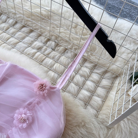 French Style Pink Floral Slip Dress