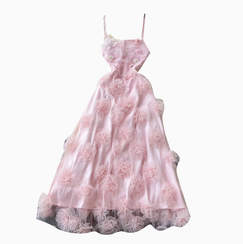 French Style Pink Floral Slip Dress