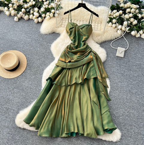 Square Neckline Ruffled Slip Dress