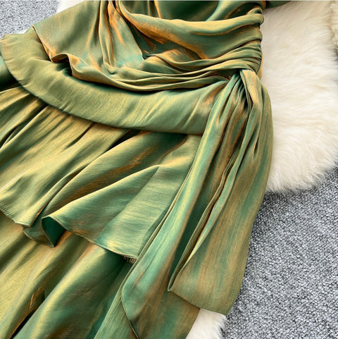 Square Neckline Ruffled Slip Dress
