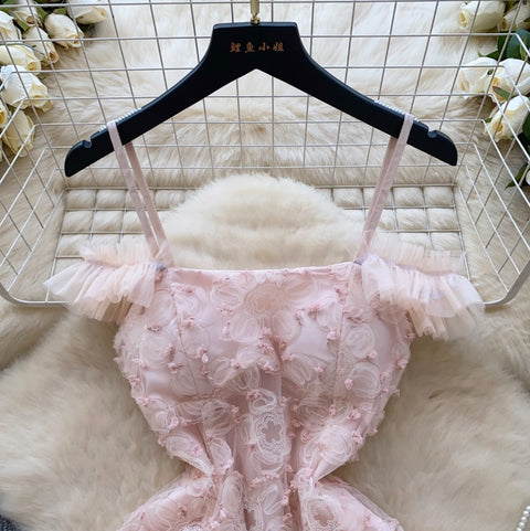 Sweetie Pink Floral Puffy Slip Dress