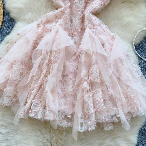 Sweetie Pink Floral Puffy Slip Dress