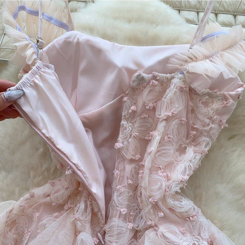 Sweetie Pink Floral Puffy Slip Dress