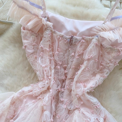 Sweetie Pink Floral Puffy Slip Dress