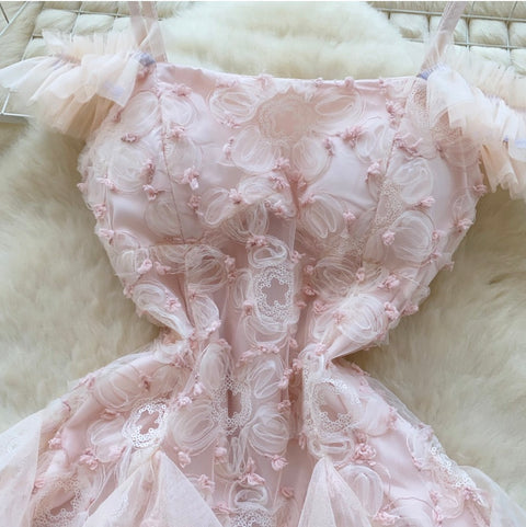 Sweetie Pink Floral Puffy Slip Dress