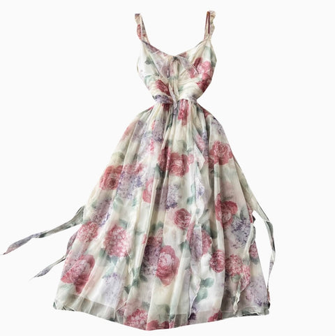 Fairy Floral Mesh Slip Dress