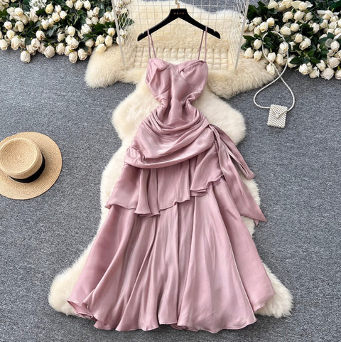 Square Neckline Ruffled Slip Dress