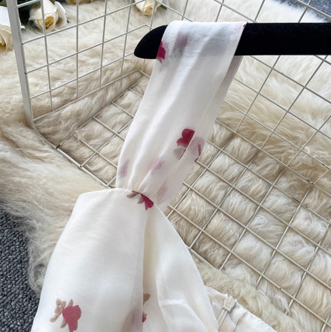 French Style Printed Chiffon Slip Dress