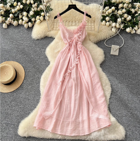 Irregular Design 3d Ruffled Slip Dress