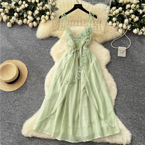 Irregular Design 3d Ruffled Slip Dress