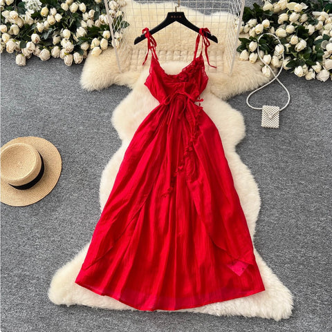 Irregular Design 3d Ruffled Slip Dress