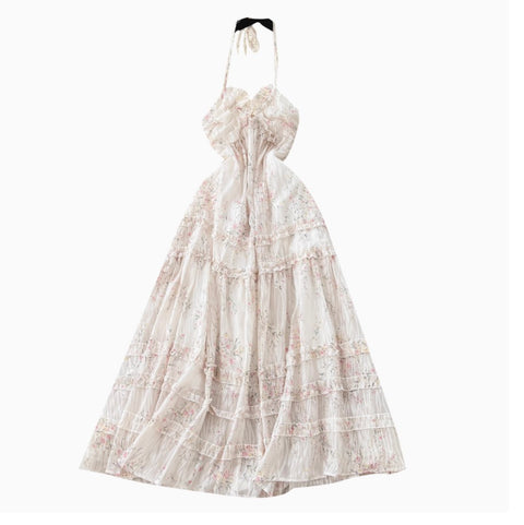 Fairy Backless Pleated Halter Dress