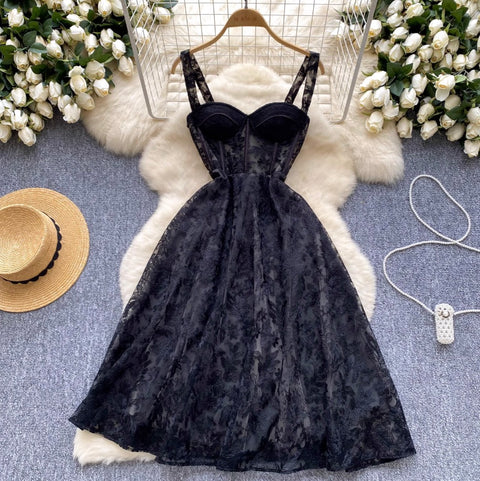 High-end Embroidered Lace Slip Dress